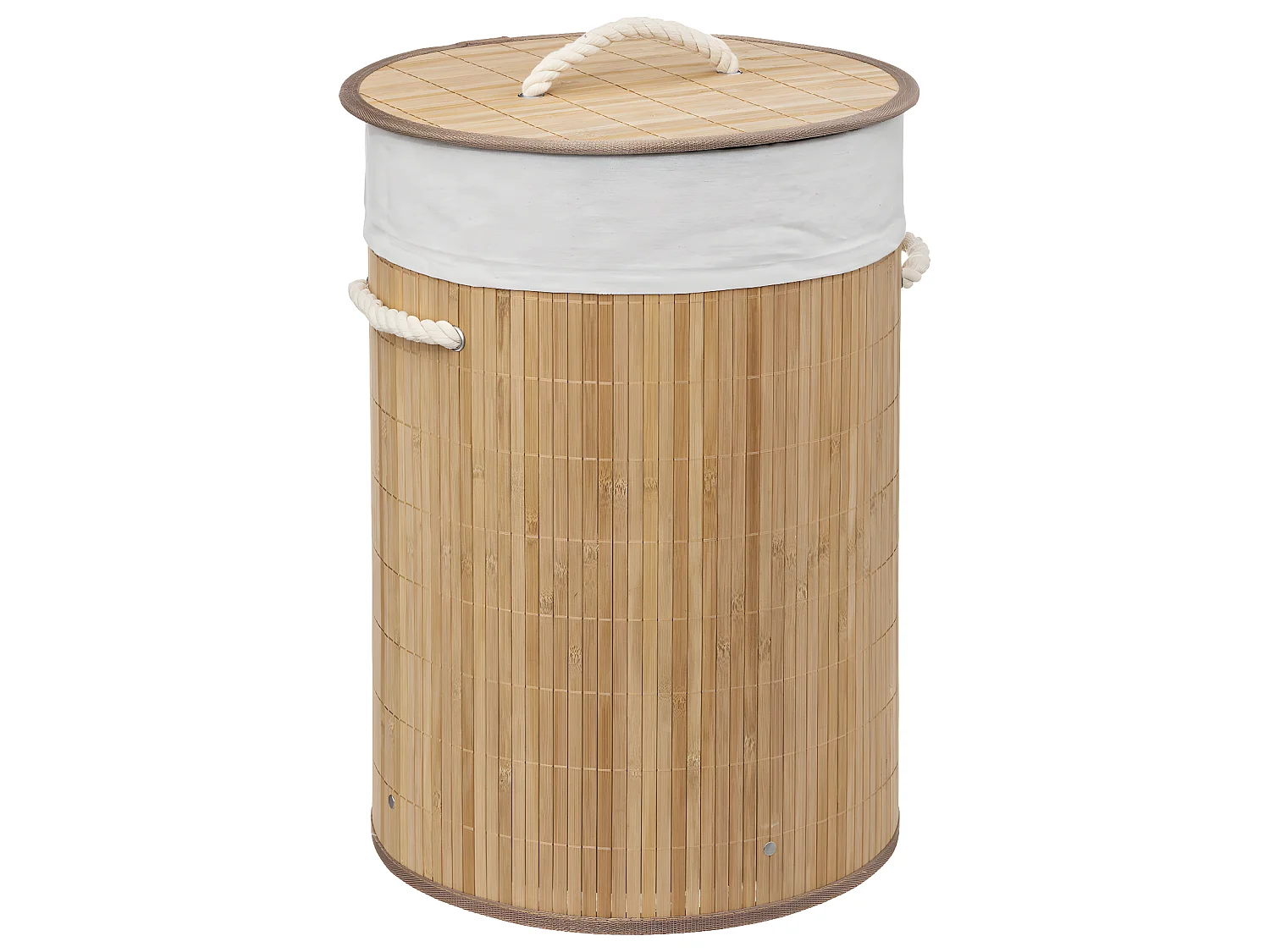 Cesto de ropa redondo de bambú 48L