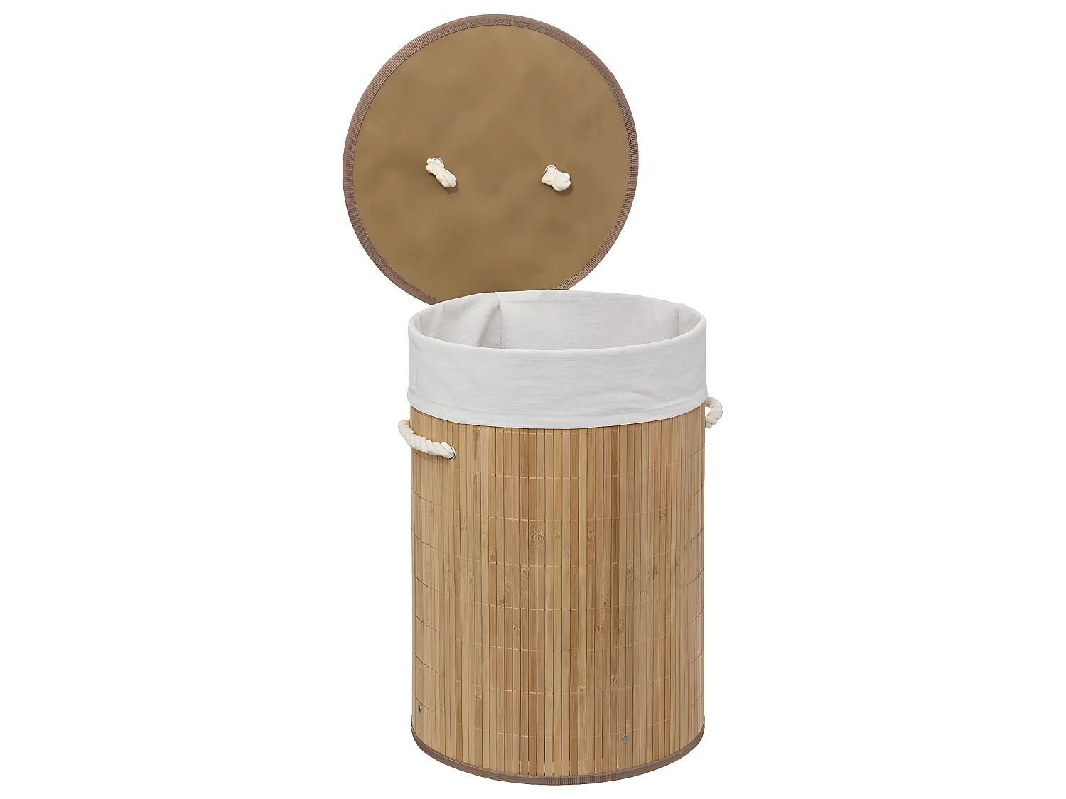 Cesto de ropa redondo de bambú 48L