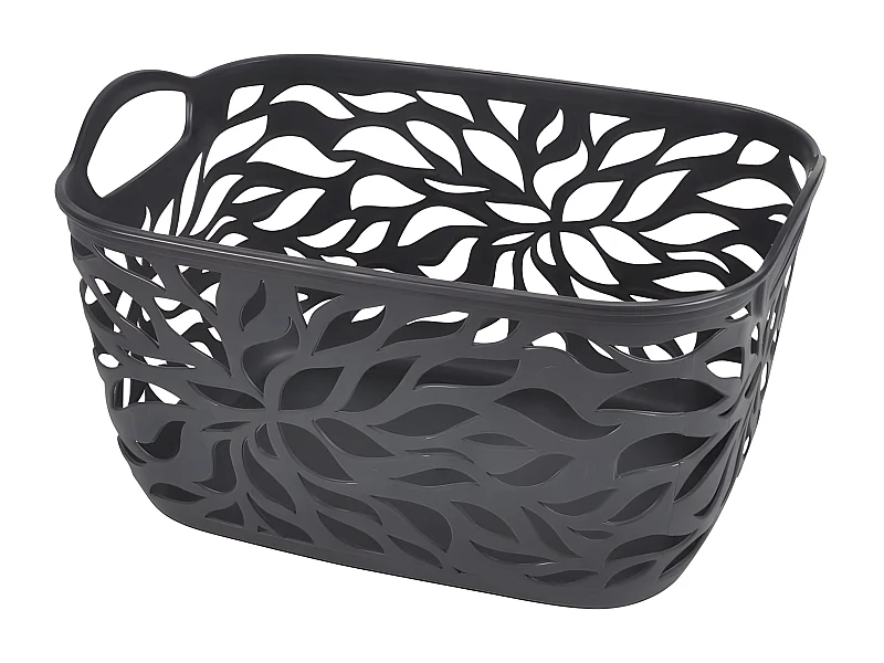 Panière à Linge "Motif Végétal" 7,5L Anthracite