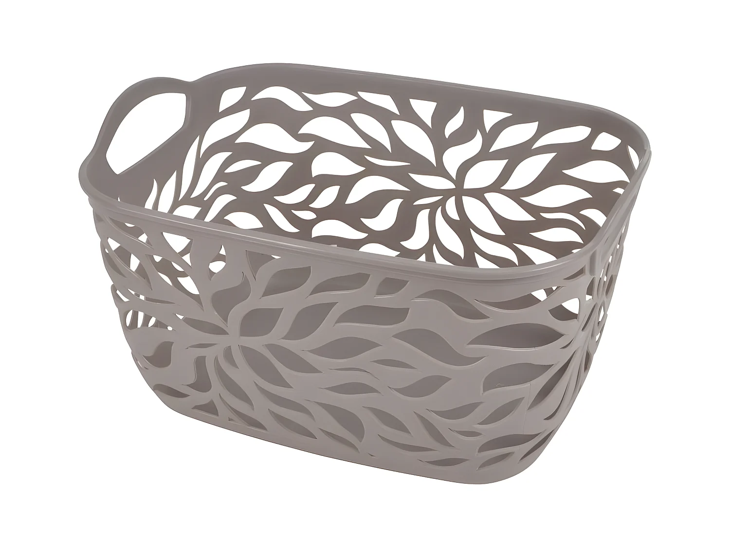 Panière à Linge "Motif Végétal" 14L Taupe