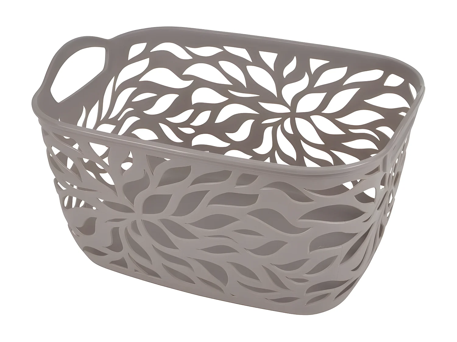 Panière à Linge "Motif Végétal" 14L Taupe