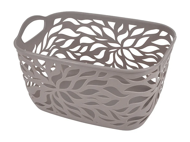 Panière à Linge "Motif Végétal" 14L Taupe