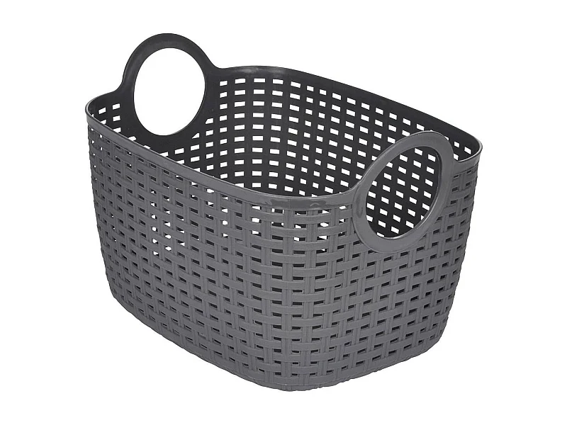 Panier à Linge Arrondi "Tressé" 12L Gris