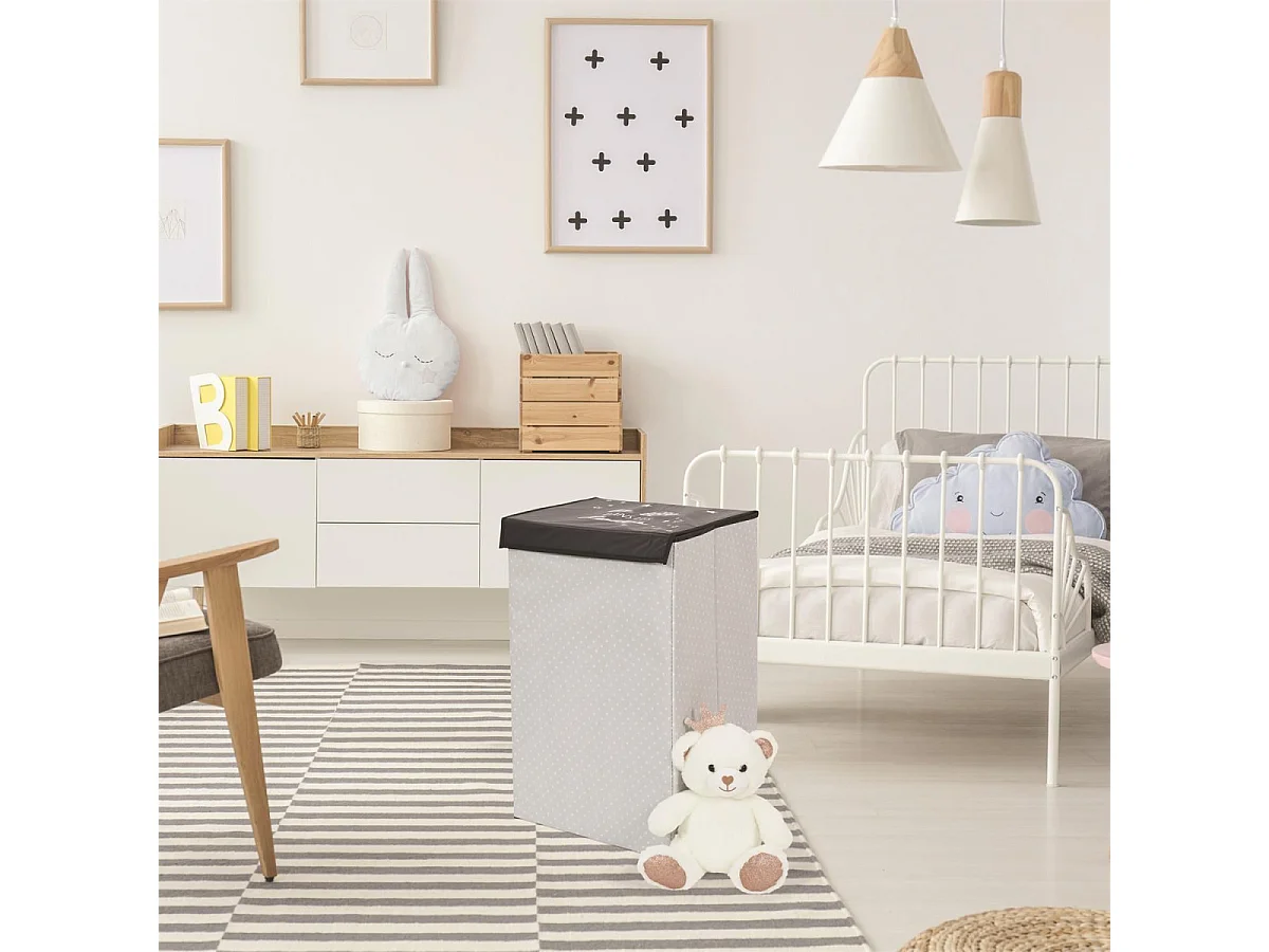 Panier à Linge Pliable "Garçon" 58cm Noir & Blanc