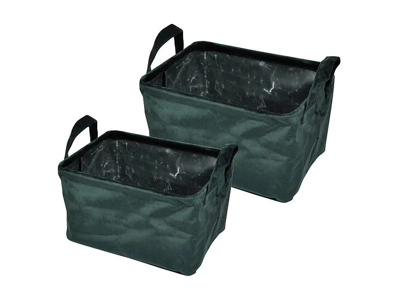 Lot de 2 Panières Rectangles "Velvet" 32cm Vert Foncé