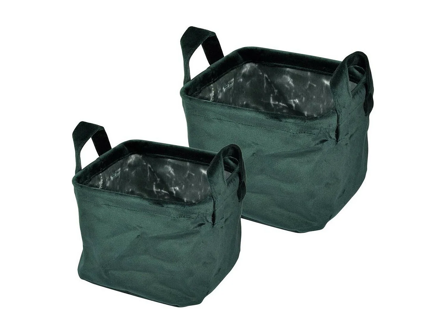 Lot de 2 Panières Carrées "Velvet" 20cm Vert Foncé