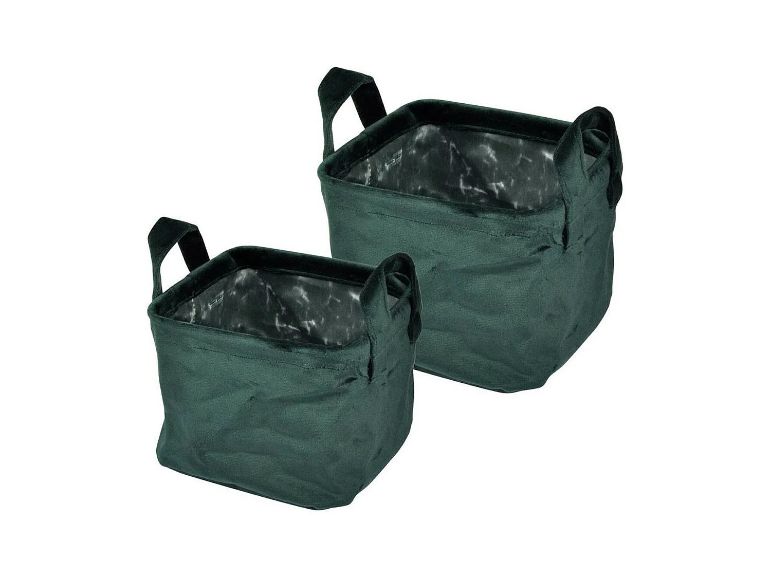 Lot de 2 Panières Carrées "Velvet" 20cm Vert Foncé