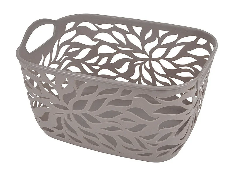 Panière à Linge "Motif Végétal" 7,5L Taupe