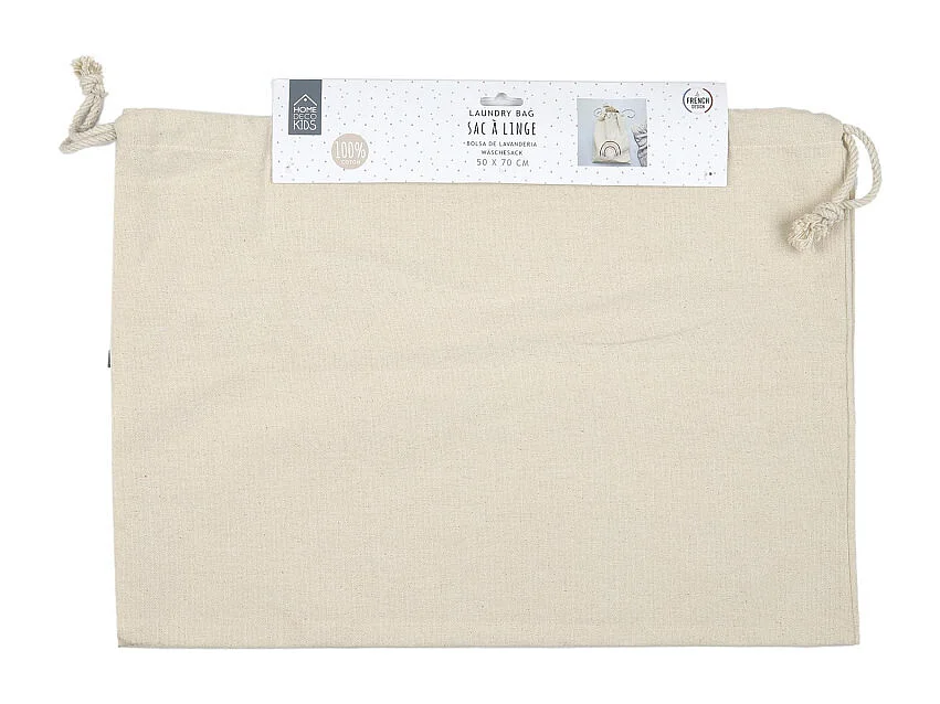 Sac à Linge en Tissu "Arc en Ciel" 50x70cm Beige