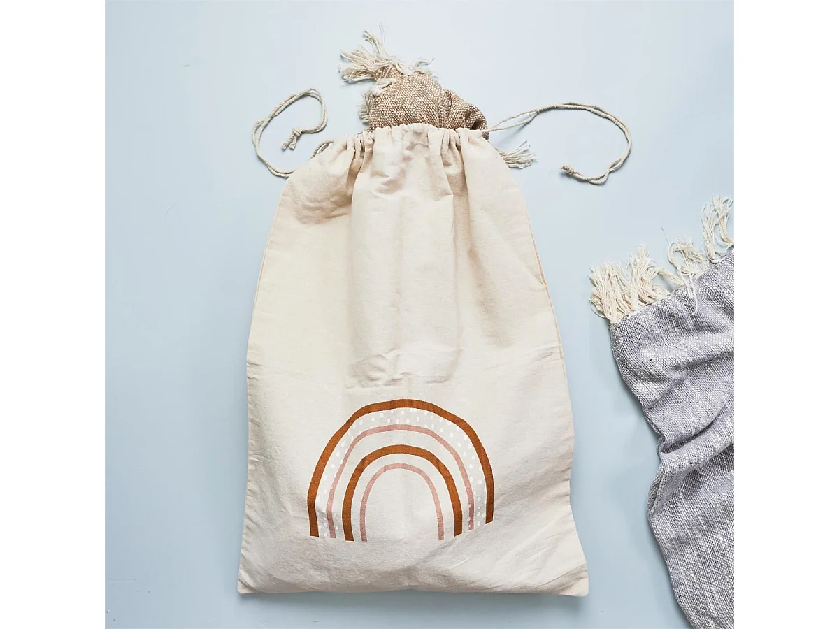 Sac à Linge en Tissu "Arc en Ciel" 50x70cm Beige