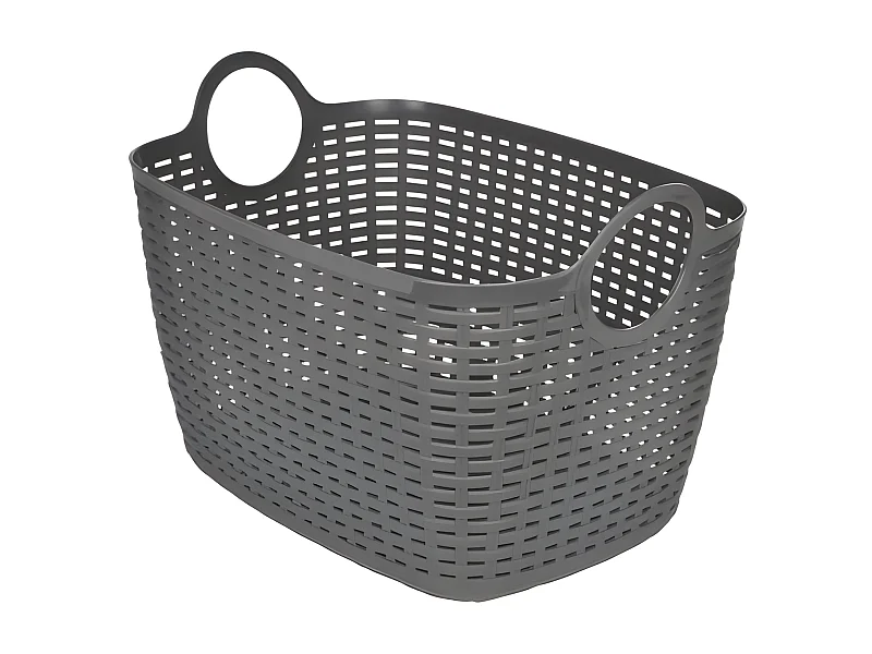 Panier à Linge Arrondi "Tressé" 30L Gris