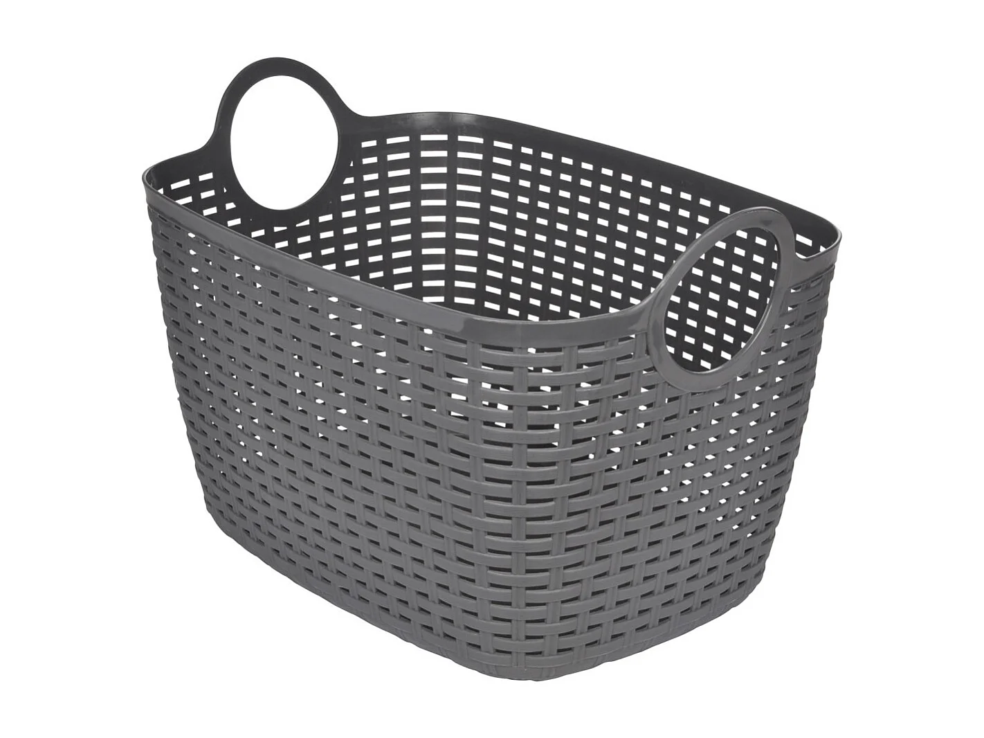 Panier à Linge Arrondi "Tressé" 30L Gris