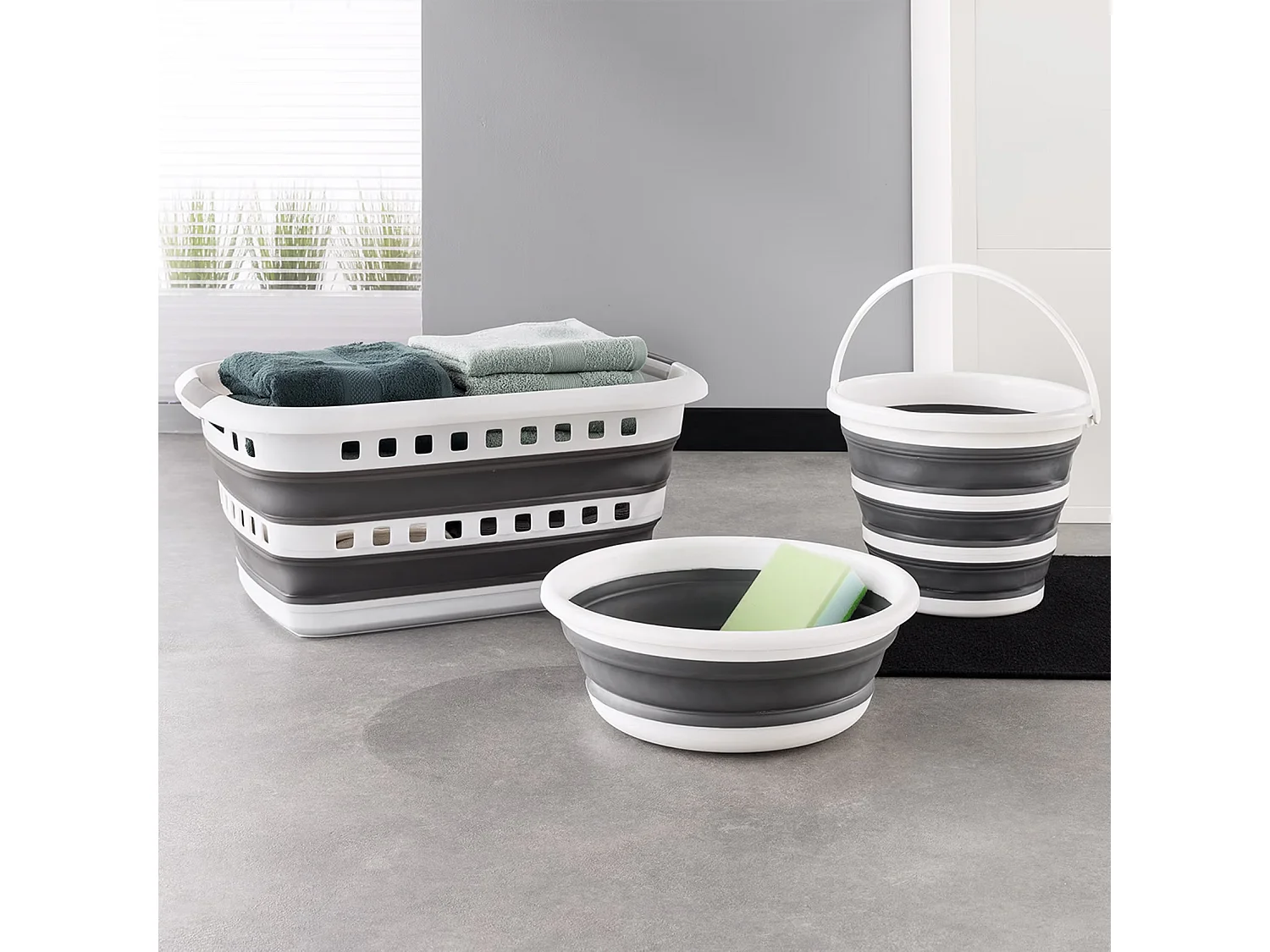 Panier à Linge Pliable "Hugger Box" 45L Gris