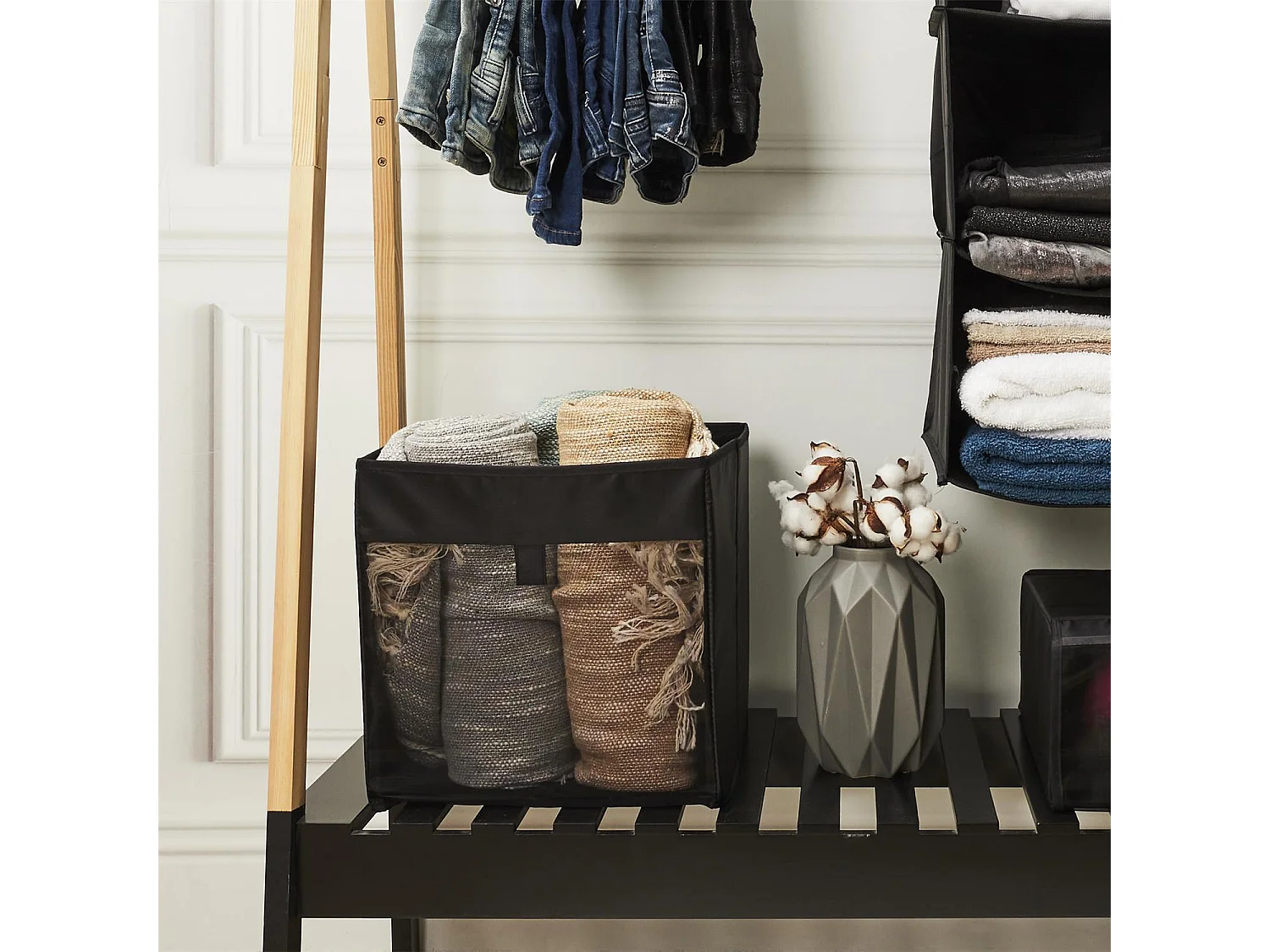 Panier à Linge Carré "Pop Up" 30cm Noir