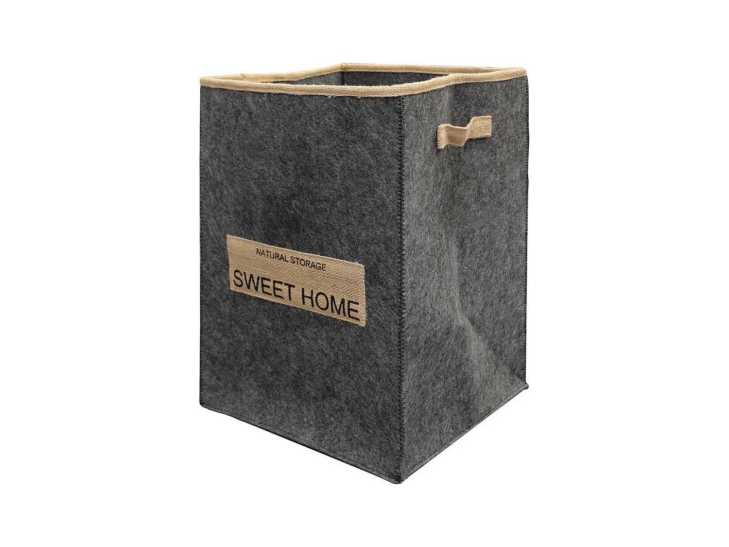 Panier à Linge en Feutrine "Sweet Line" 45cm Noir