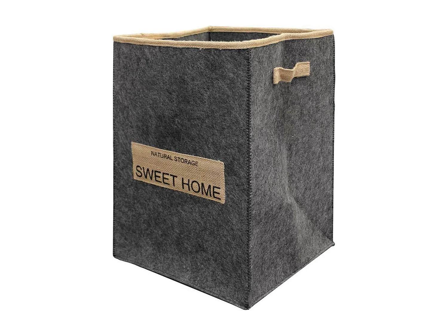 Panier à Linge en Feutrine "Sweet Line" 45cm Noir