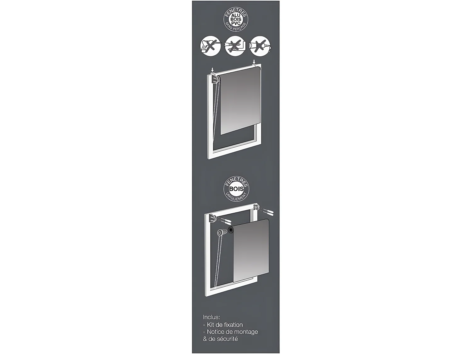 Store Enrouleur Tamisant "Ozonia" 90x180cm Blanc