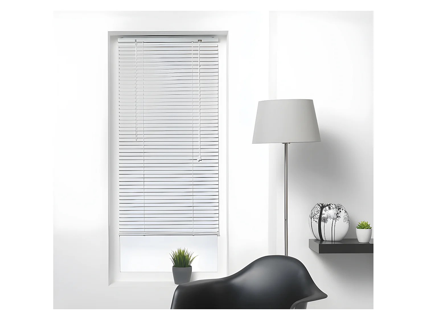 Store à Lamelles "Vénitien" 60x130cm Blanc