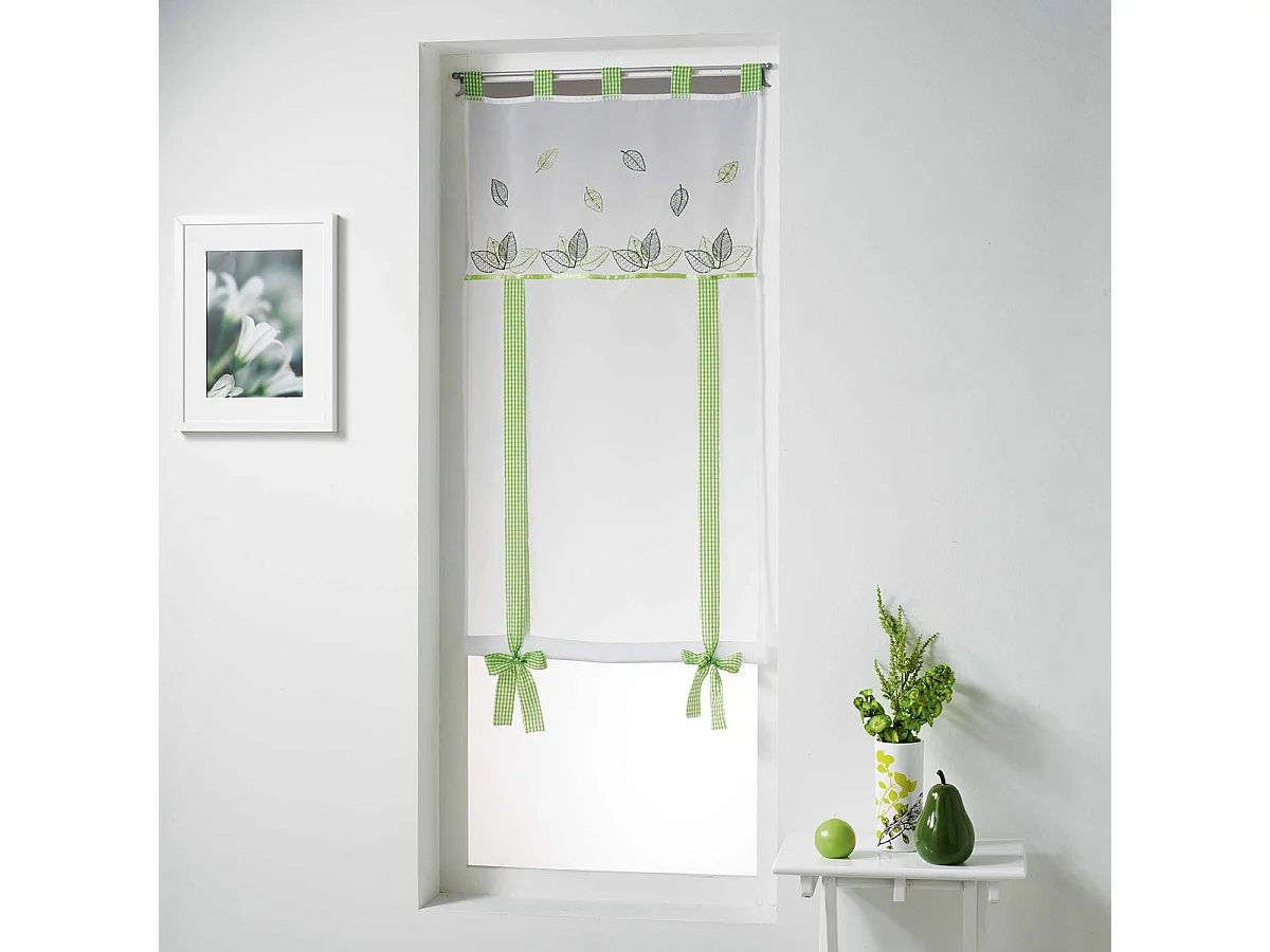 Store Voilage Brodé "Anya" 60x150cm Vert