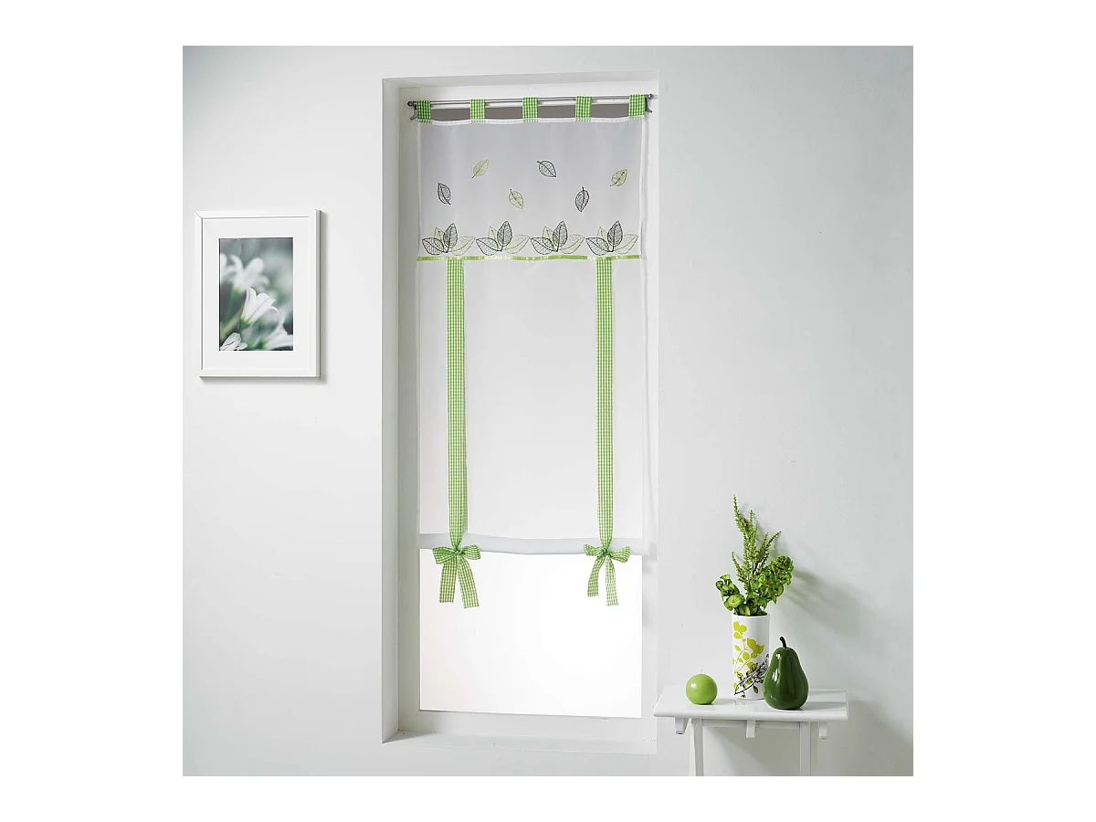 Store Voilage Brodé "Anya" 60x150cm Vert