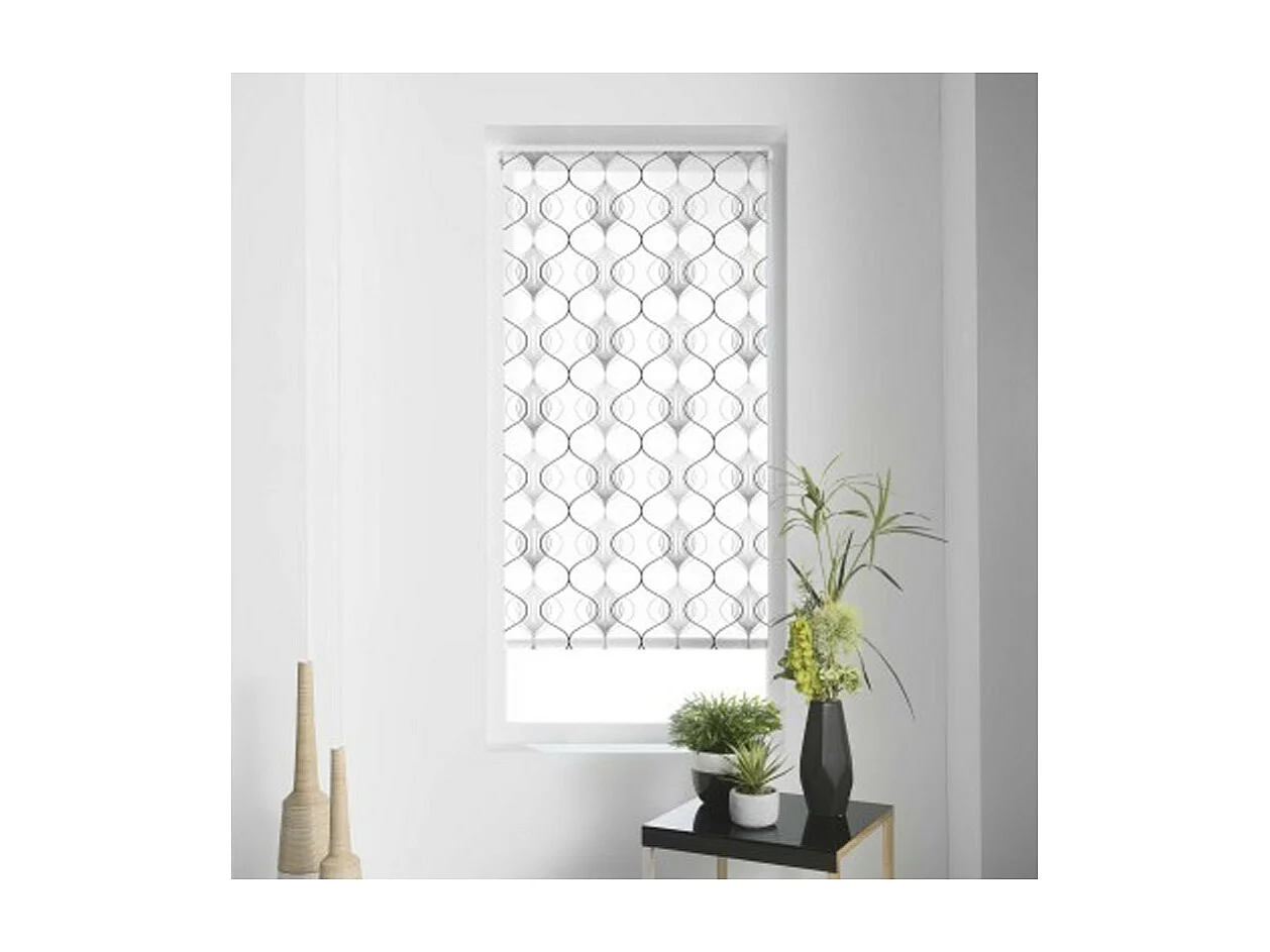 Store Enrouleur Tamisant "Lagune" 45x180cm Blanc & Gris