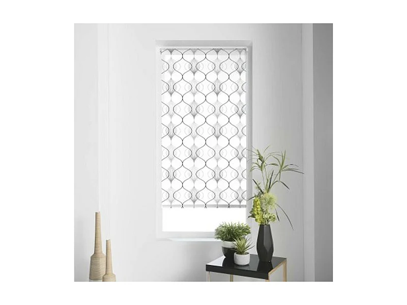 Store Enrouleur Tamisant "Lagune" 45x180cm Blanc & Gris