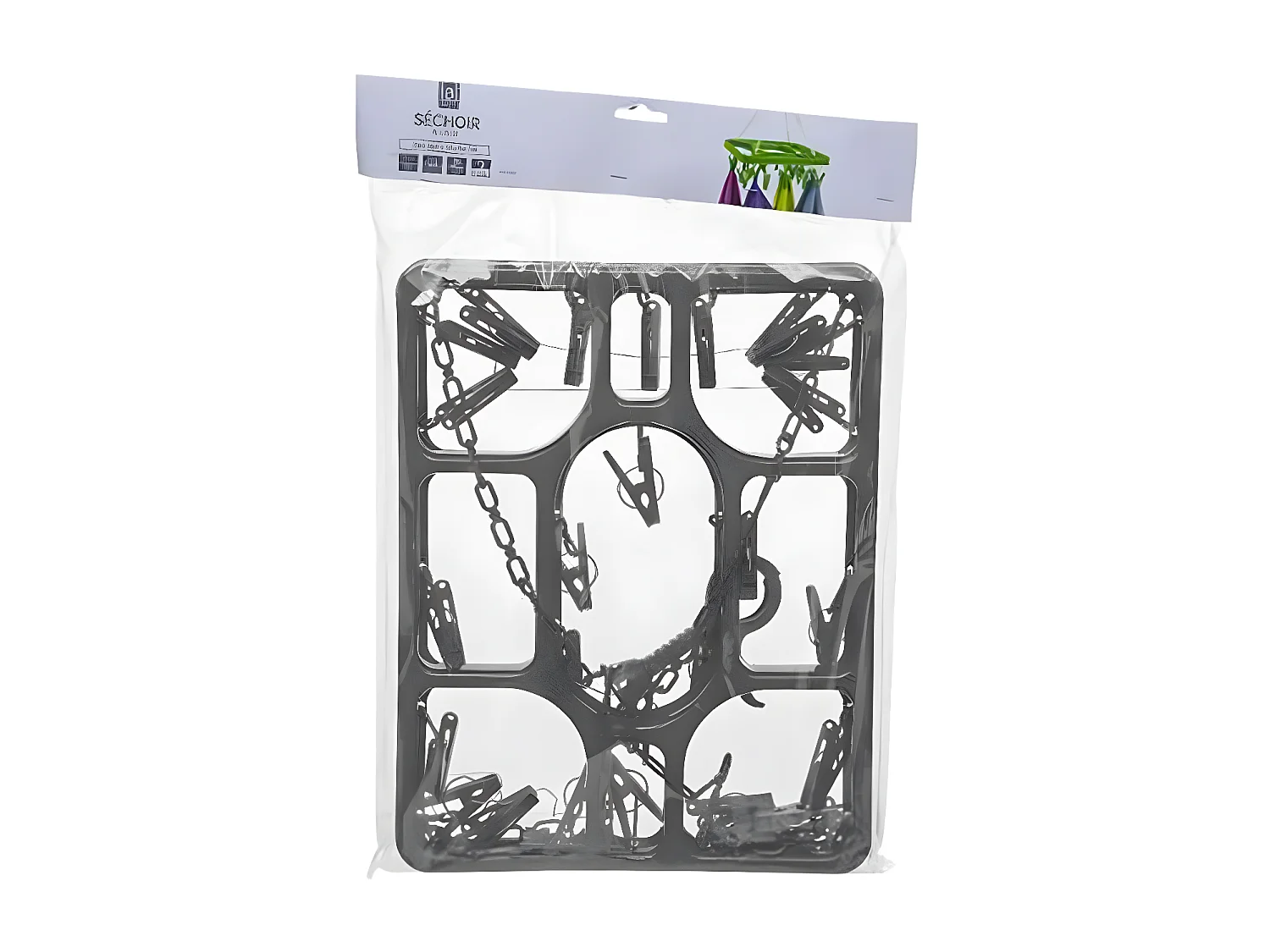 Séchoir à Linge Rectangle "26 Pinces" 38cm Gris