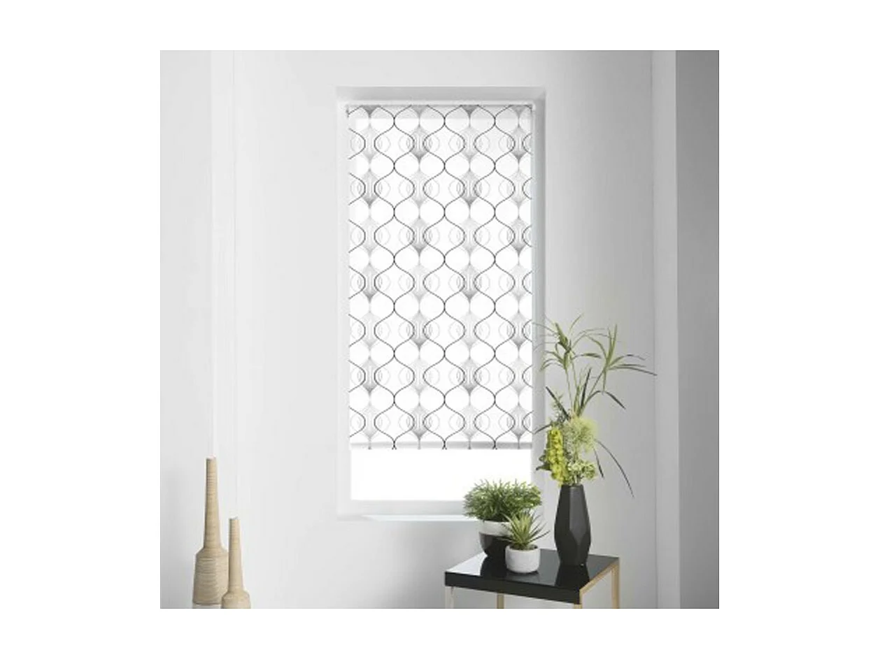 Store Enrouleur Tamisant "Lagune" 60x180cm Blanc & Gris