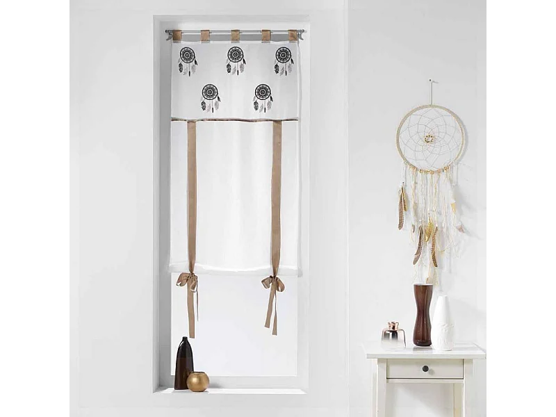 Store Voilage "Love Indien" 60x150cm Blanc