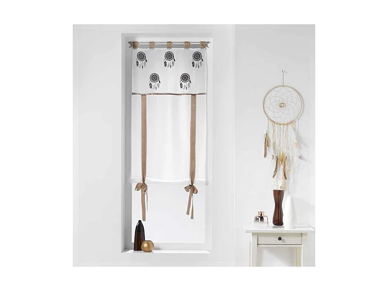 Store Voilage "Love Indien" 60x150cm Blanc