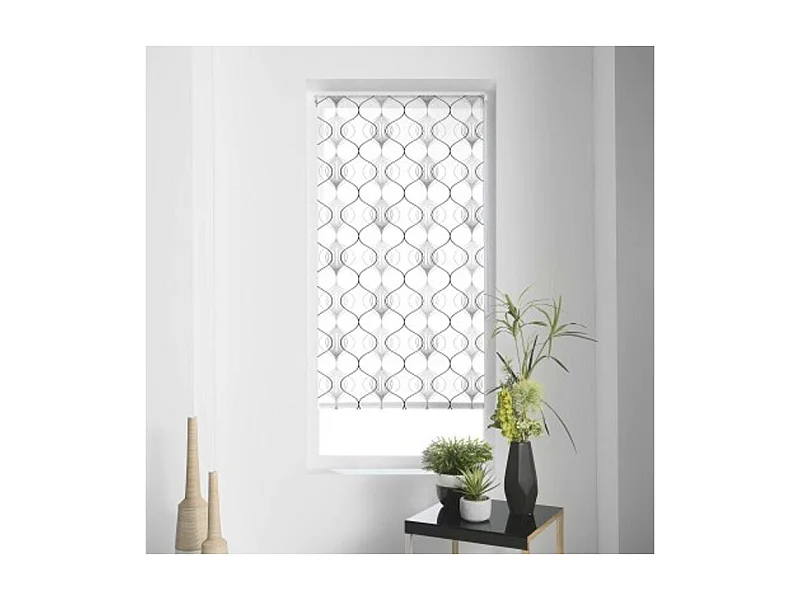 Store Enrouleur Tamisant "Lagune" 60x90cm Blanc & Gris