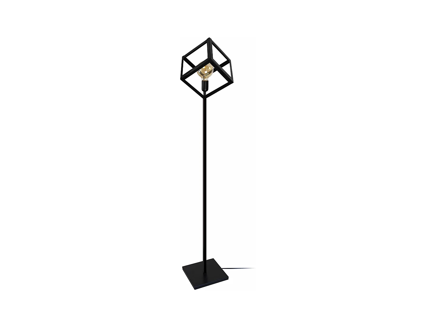 Lampadaire géométrique bois  blanc 163 cm.