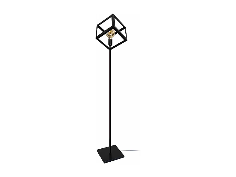 Lampadaire géométrique bois  blanc 163 cm.
