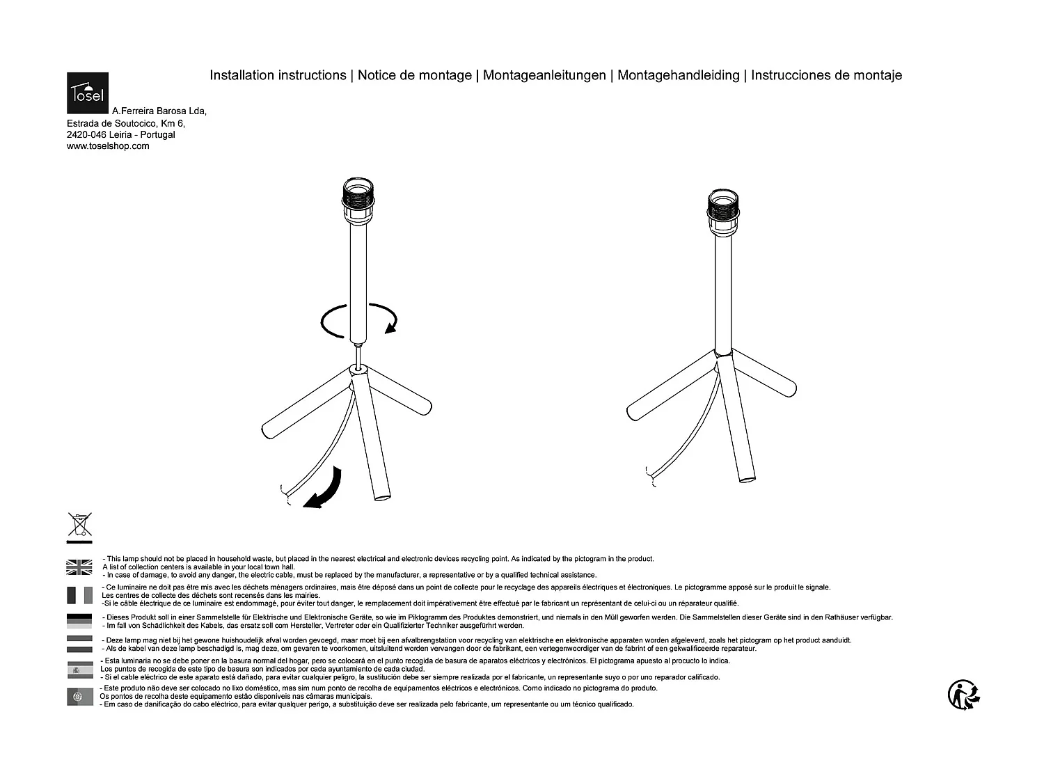 Lampadaire TOSEL ,métal,Blanc   ,H160xD 40xP40cm