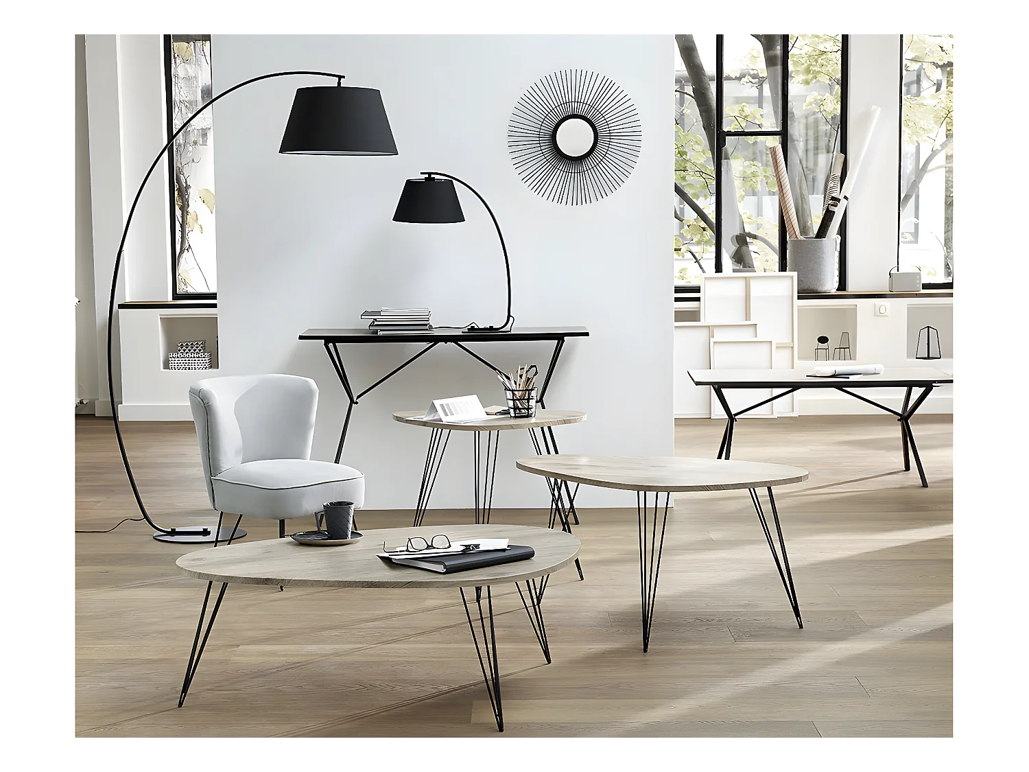 Table Basse Industriel "Neile" 112cm Marron