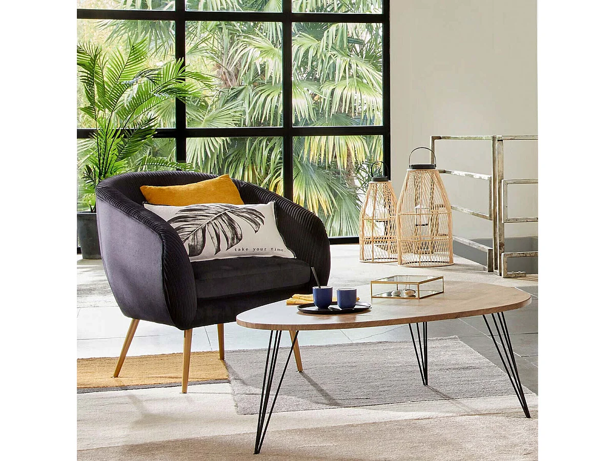 Table Basse Industriel "Neile" 112cm Marron