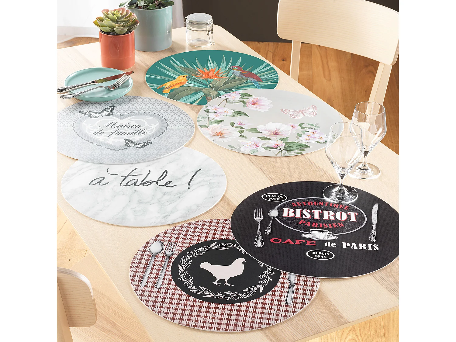 Set de table rond 36 cm Authentique bistrot