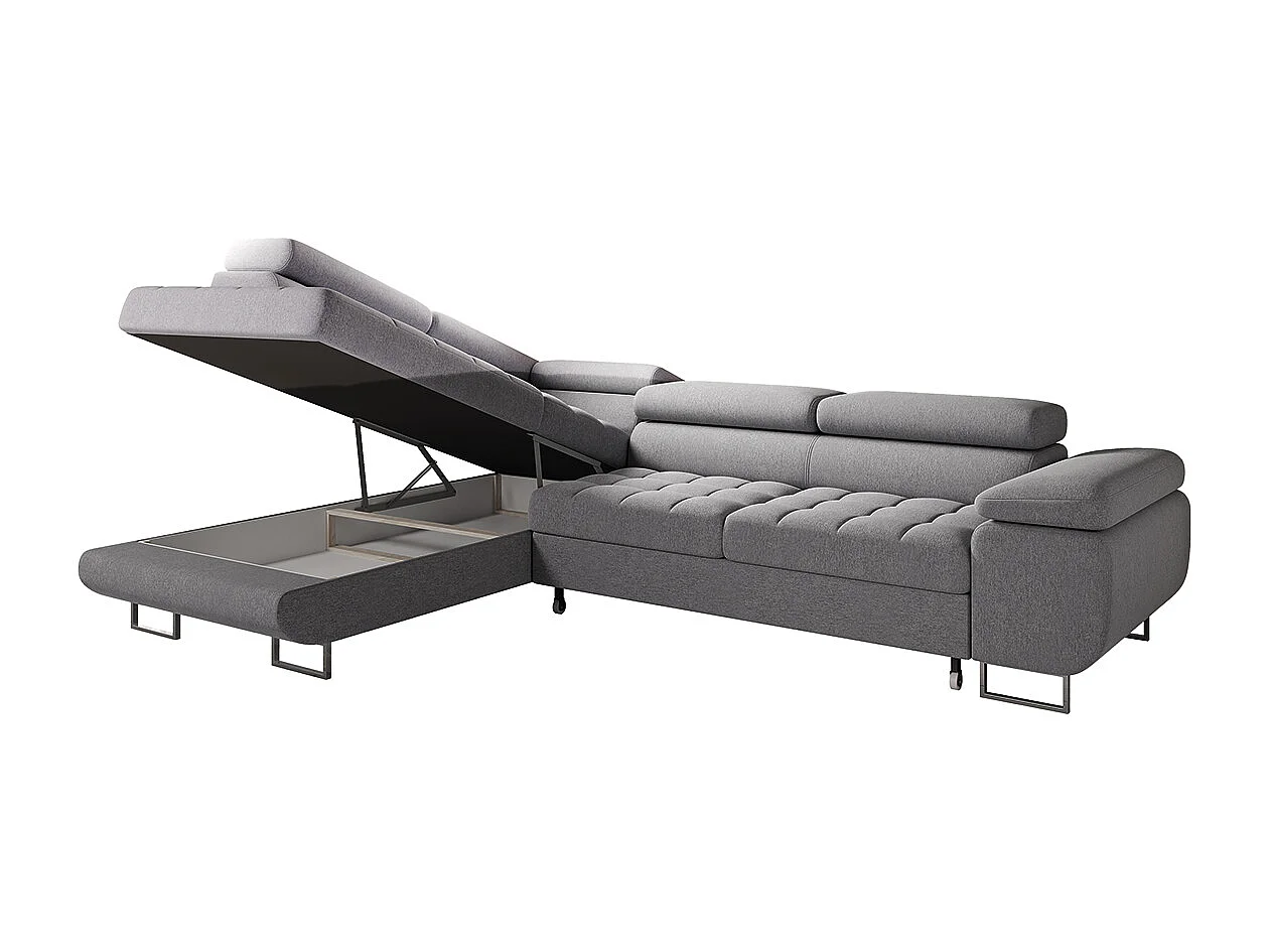 Canapé d'angle convertible gauche 4 places Eden Gris anthracite