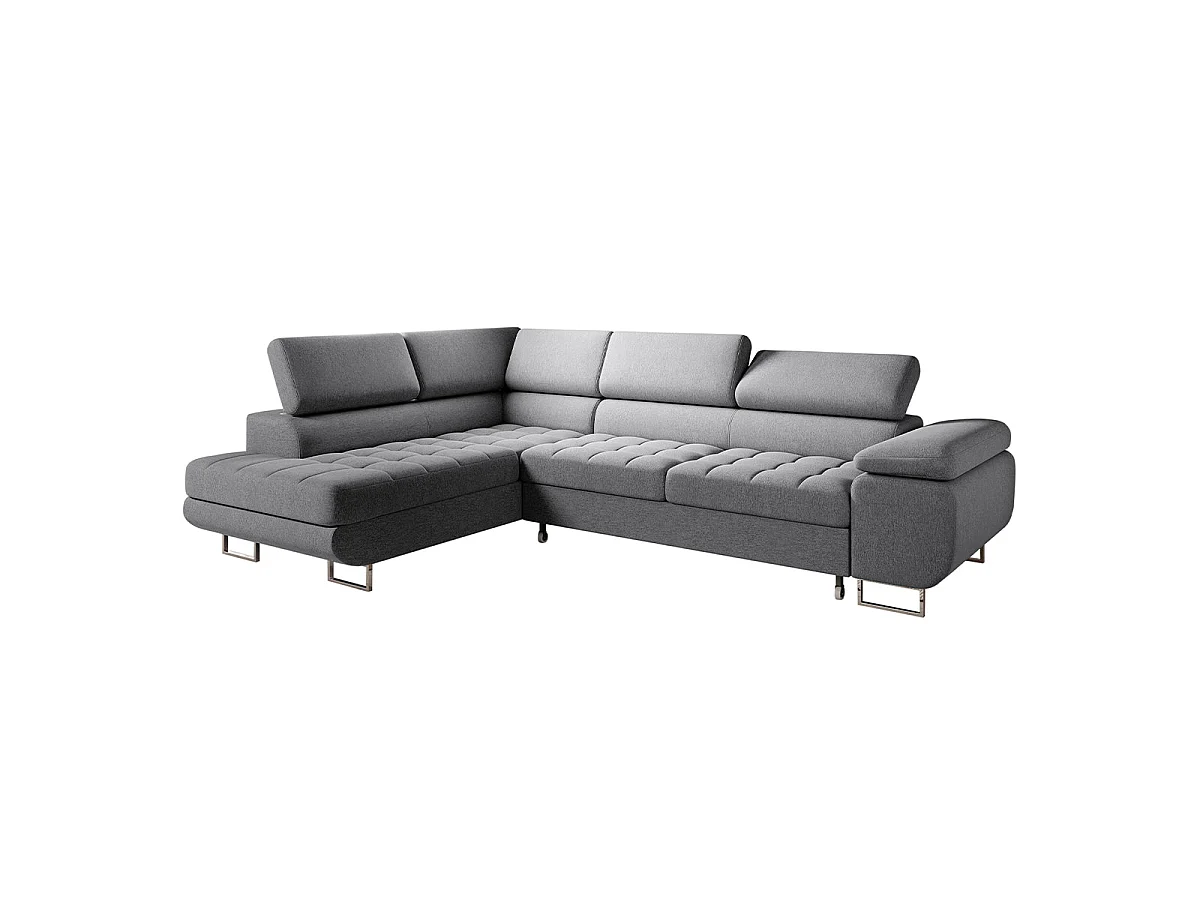 Canapé d'angle convertible 4 places en tissu gris anthracite EDEN