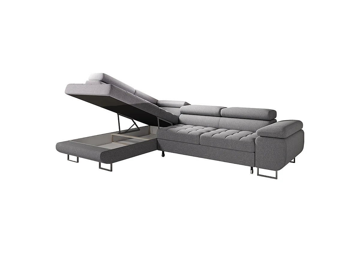 Canapé d'angle convertible 4 places en tissu gris anthracite EDEN