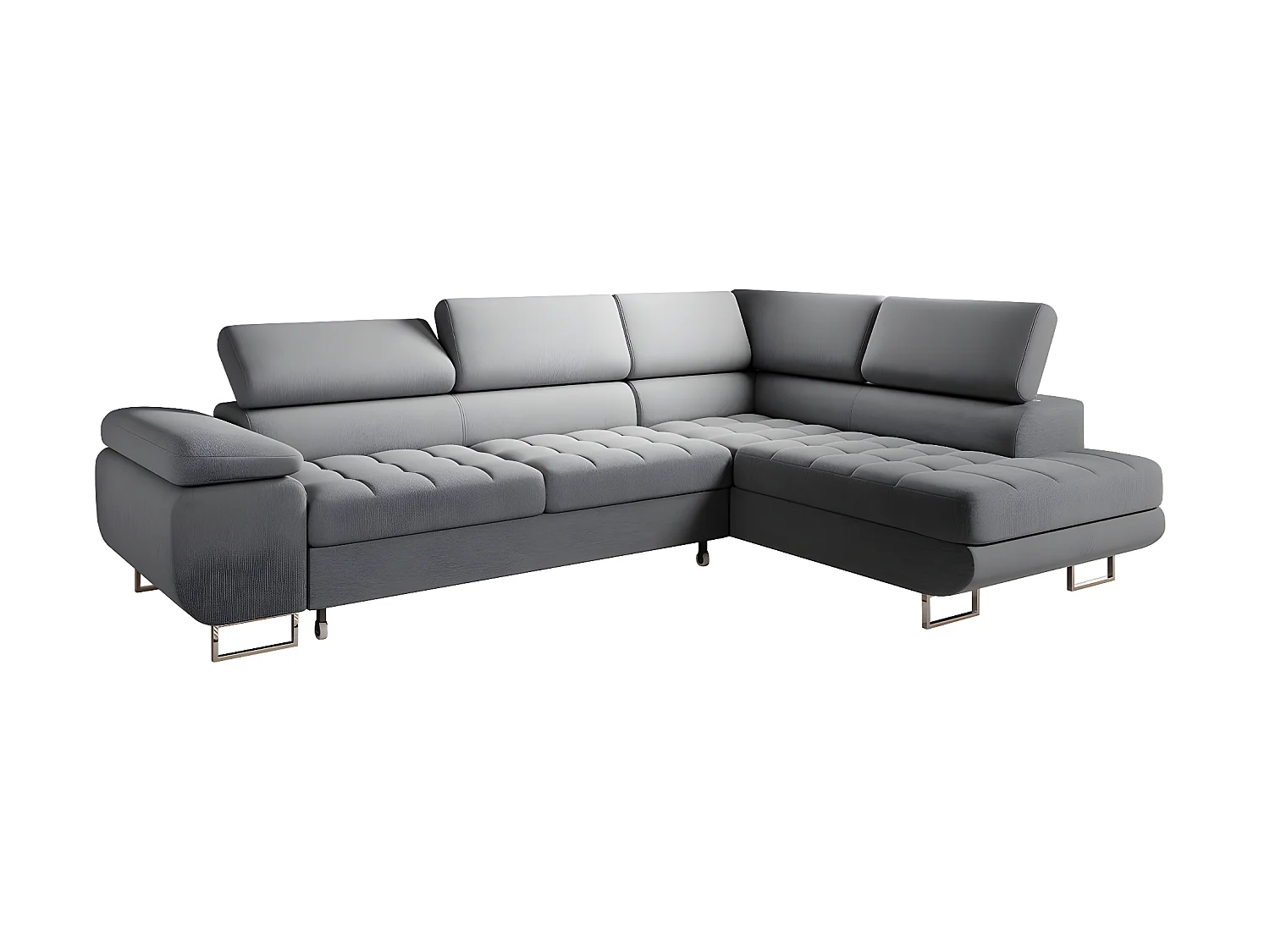 Canapé d'angle convertible droite 4 places Eden Gris anthracite
