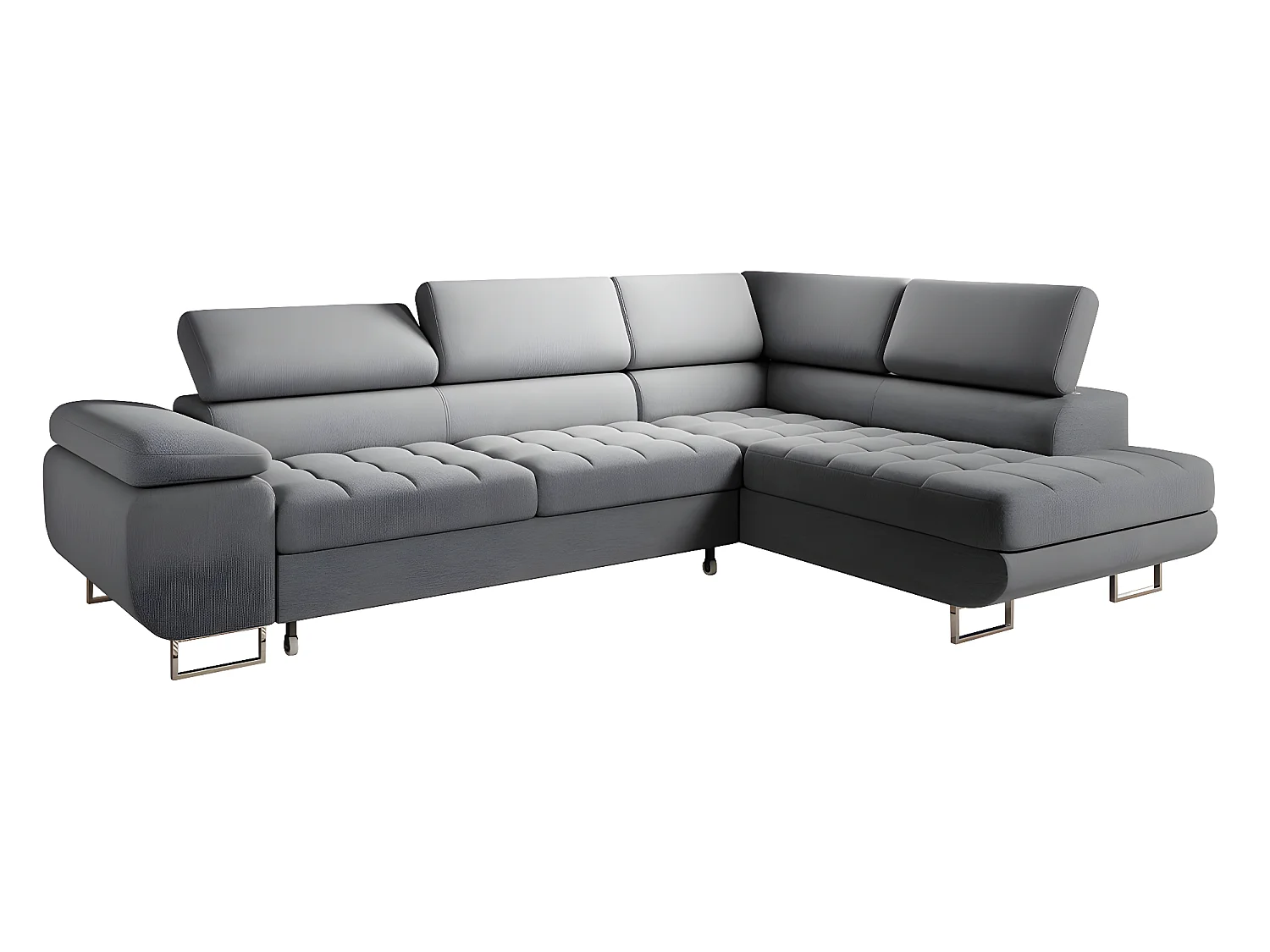 Canapé d'angle convertible droite 4 places Eden Gris anthracite