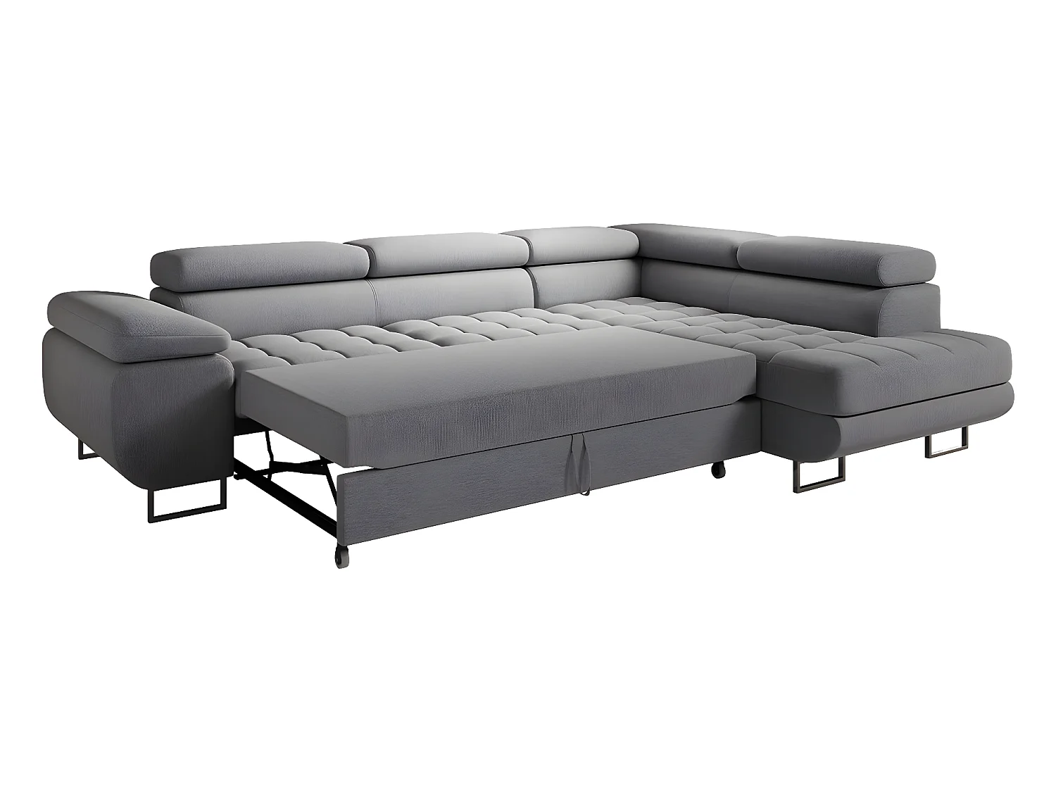 Canapé d'angle convertible droite 4 places Eden Gris anthracite