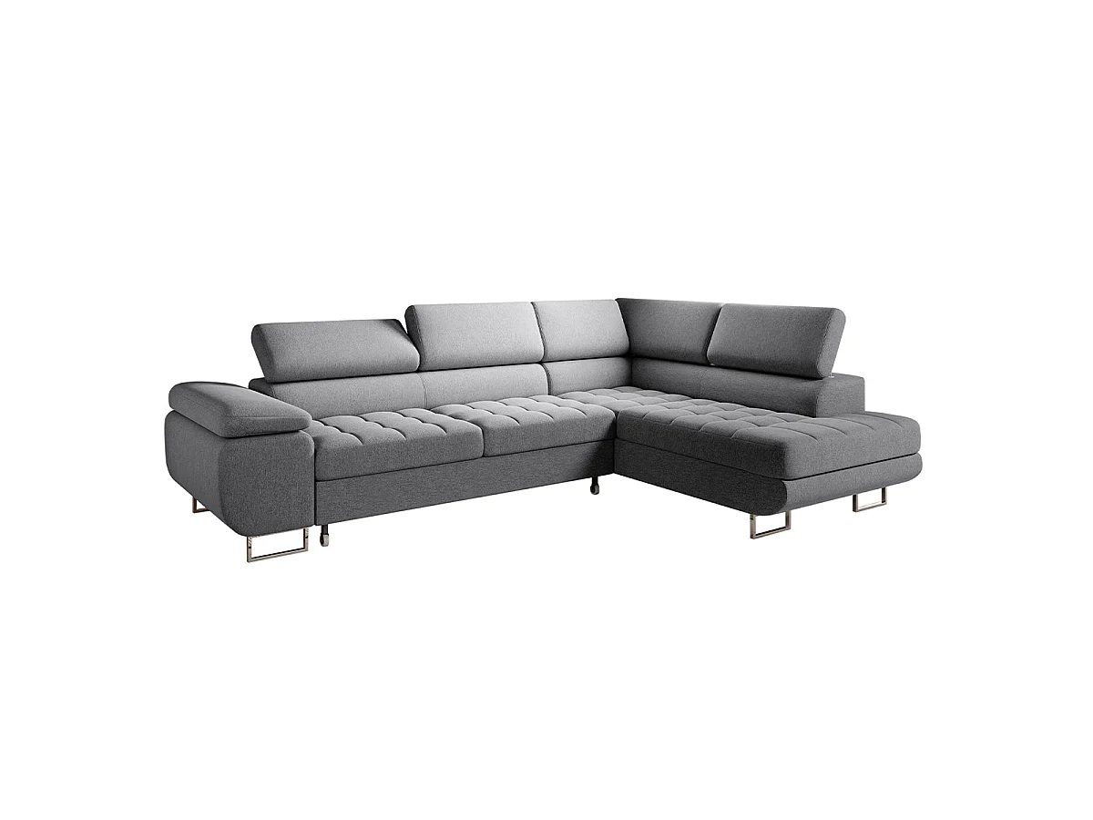 Canapé d'angle convertible 4 places en tissu gris anthracite EDEN