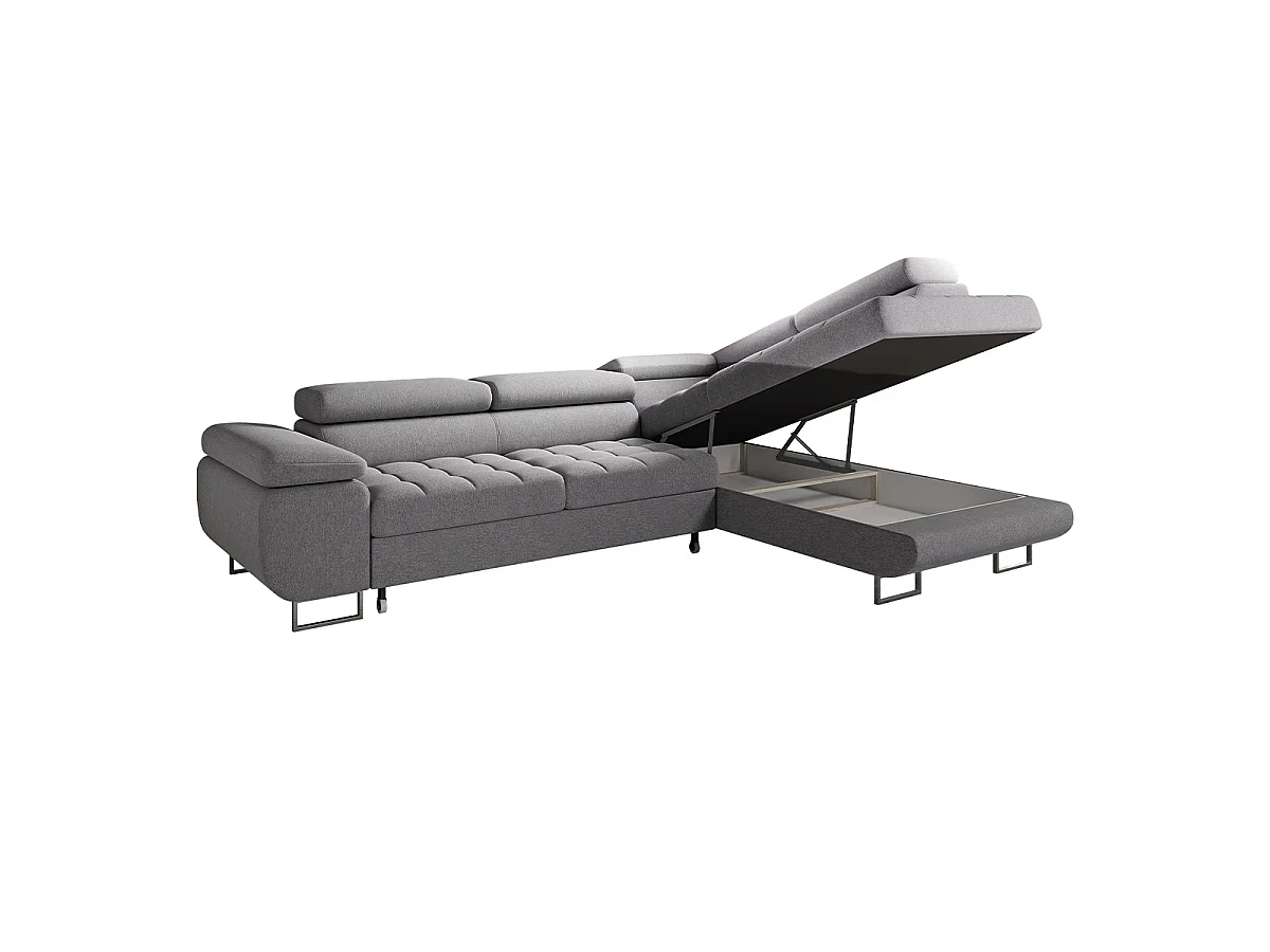 Canapé d'angle convertible 4 places en tissu gris anthracite EDEN