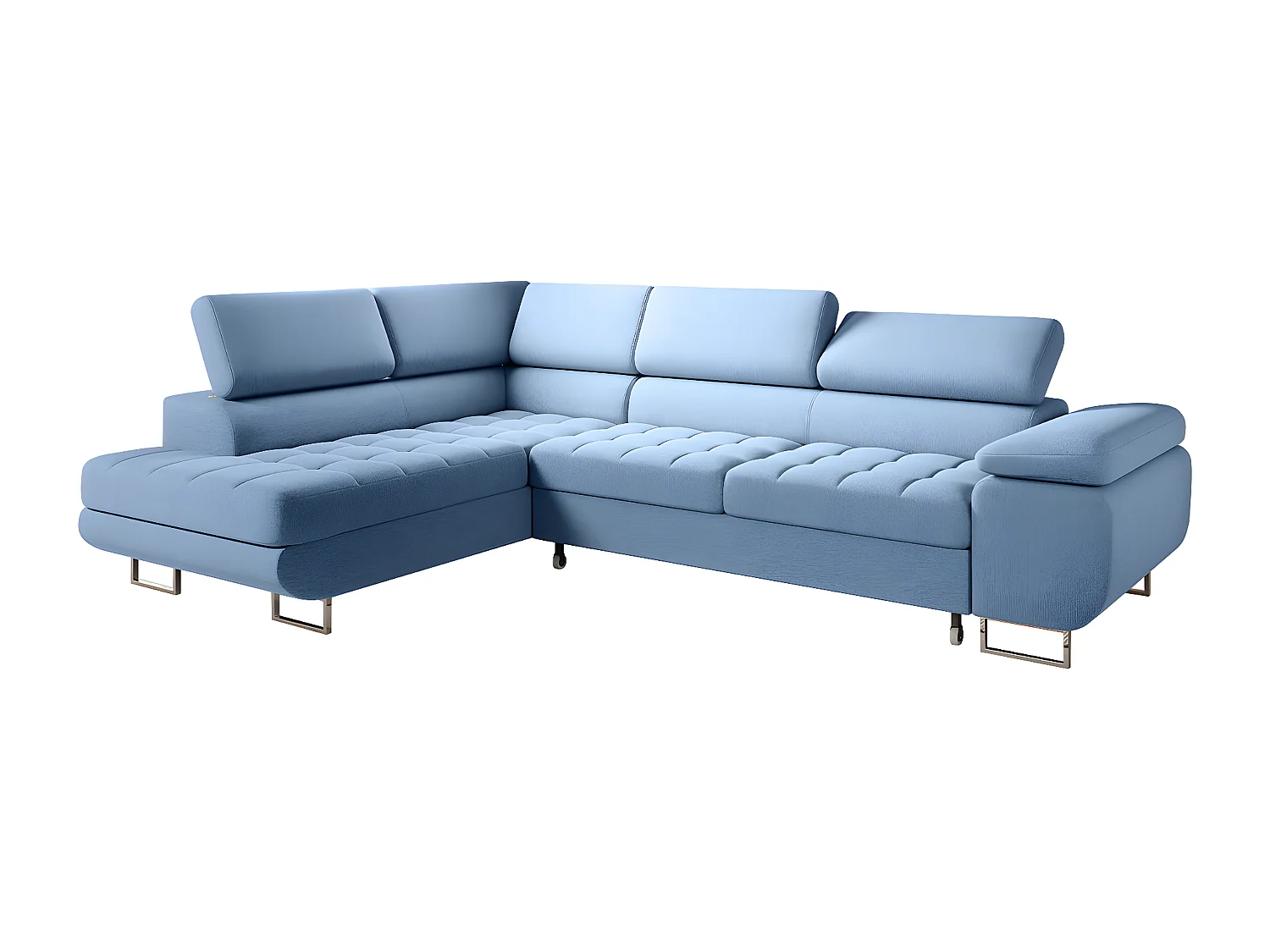 Canapé d'angle convertible gauche 4 places Eden Bleu