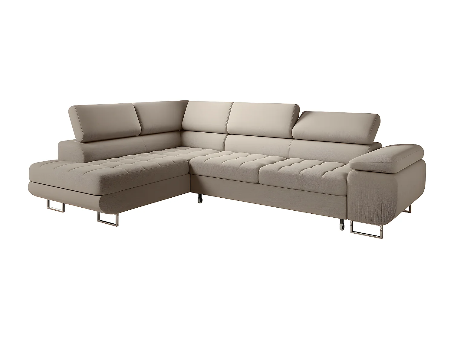 Canapé d'angle convertible gauche 4 places Eden Taupe