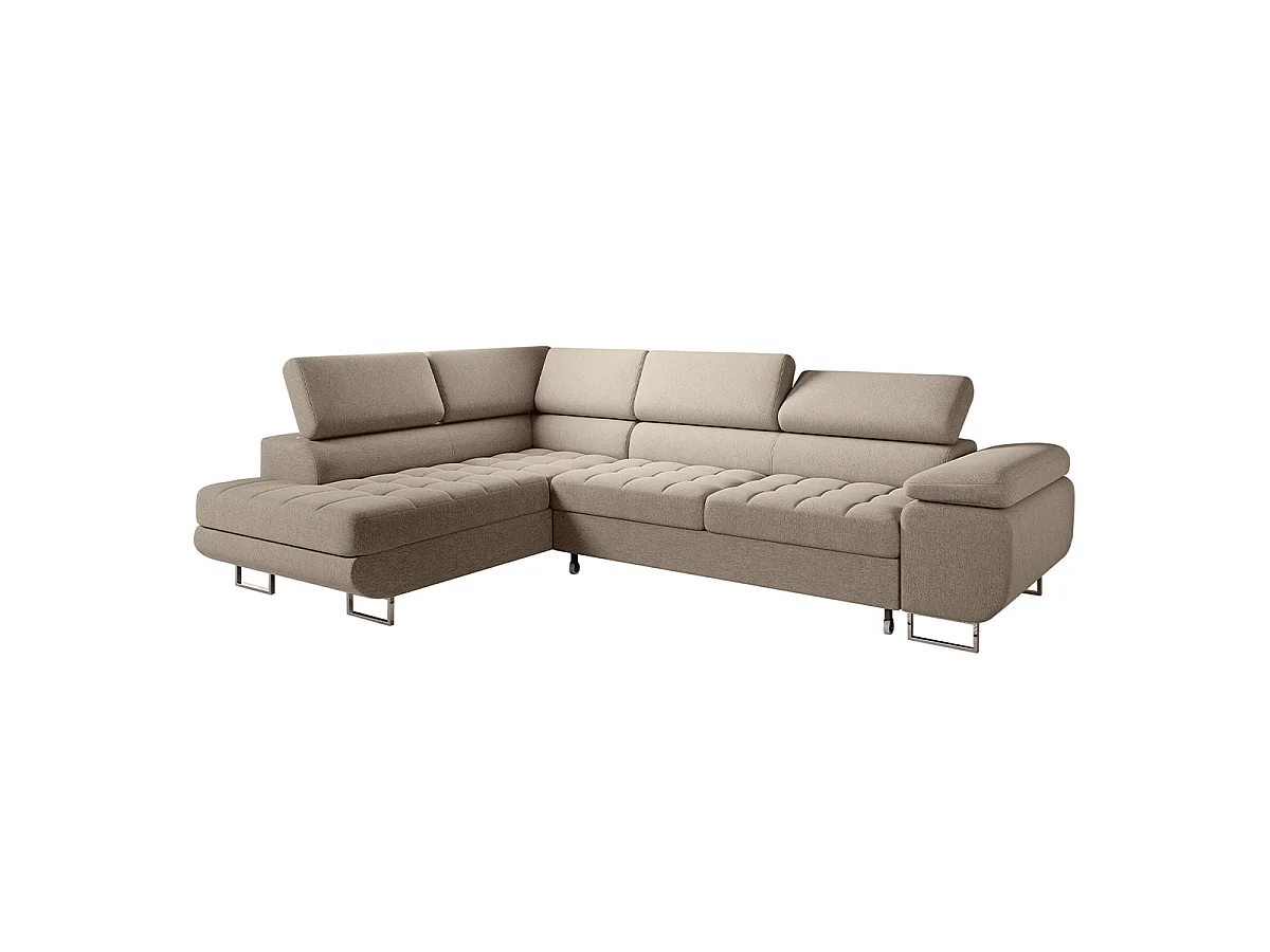 Canapé d'angle convertible 4 places en tissu taupe EDEN