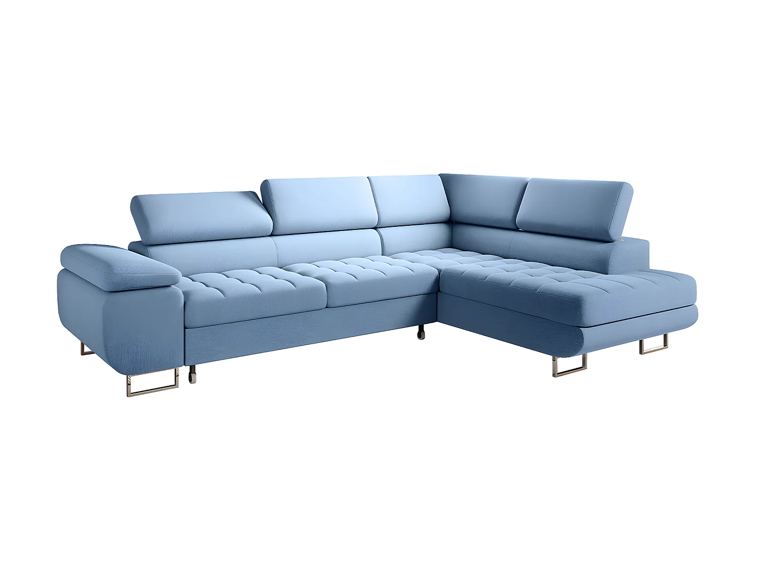 Canapé d'angle convertible droite 4 places Eden Bleu