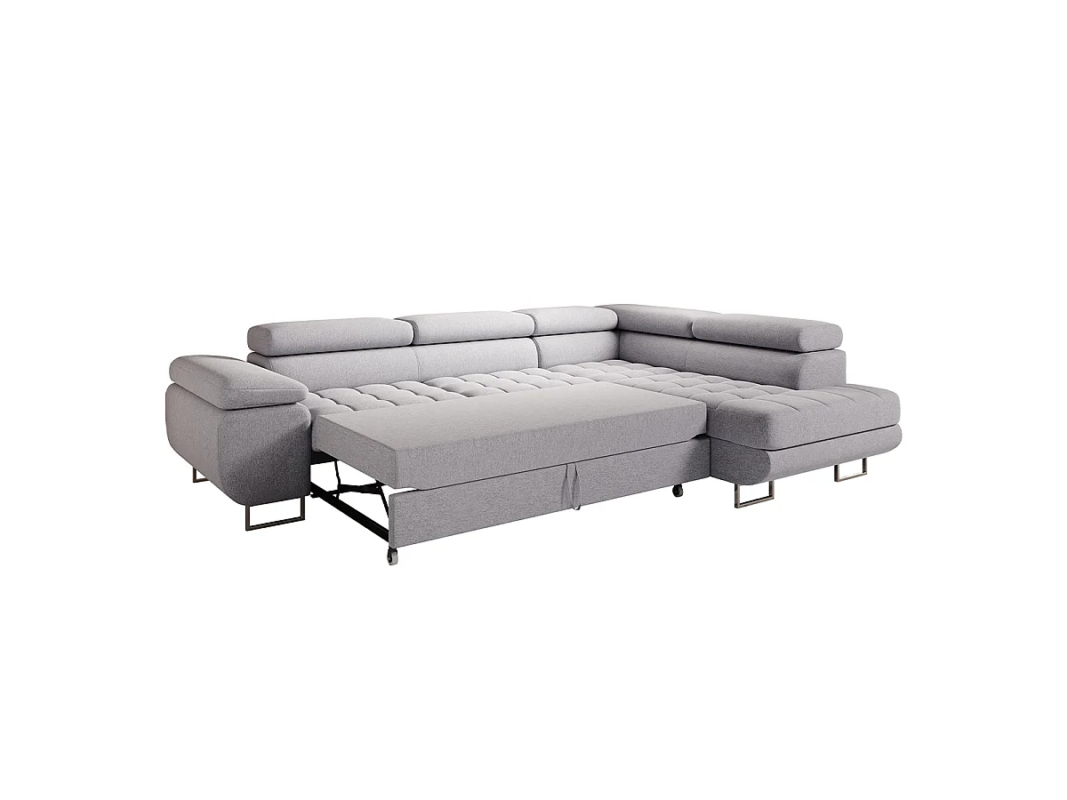 Canapé d'angle convertible 4 places en tissu bleu EDEN